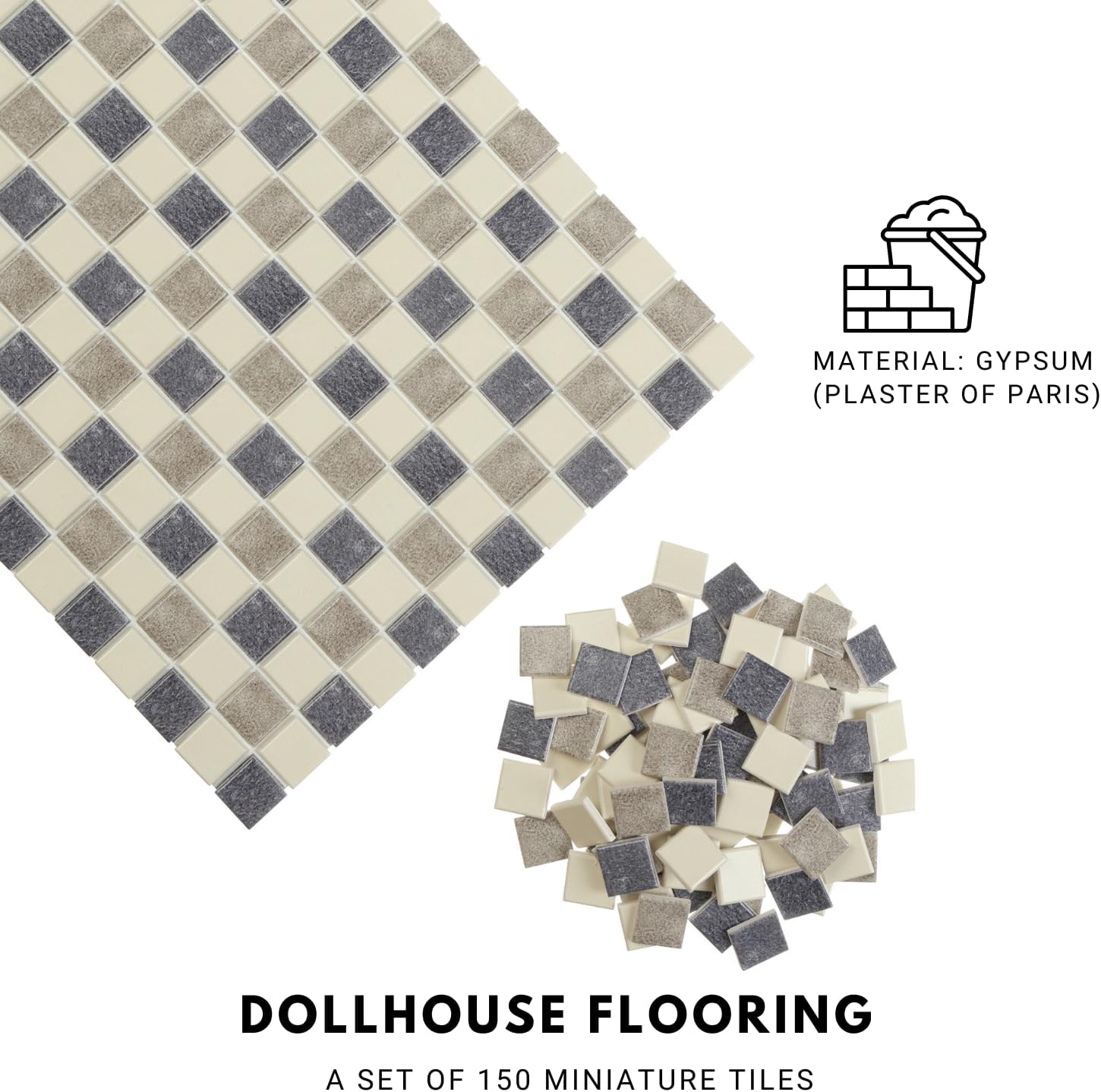 150 pcs, Dollhouse Flooring, 1:12 Scale Doll House Tiles, Miniature Checkerboard Floor, REDUCIO! image 3