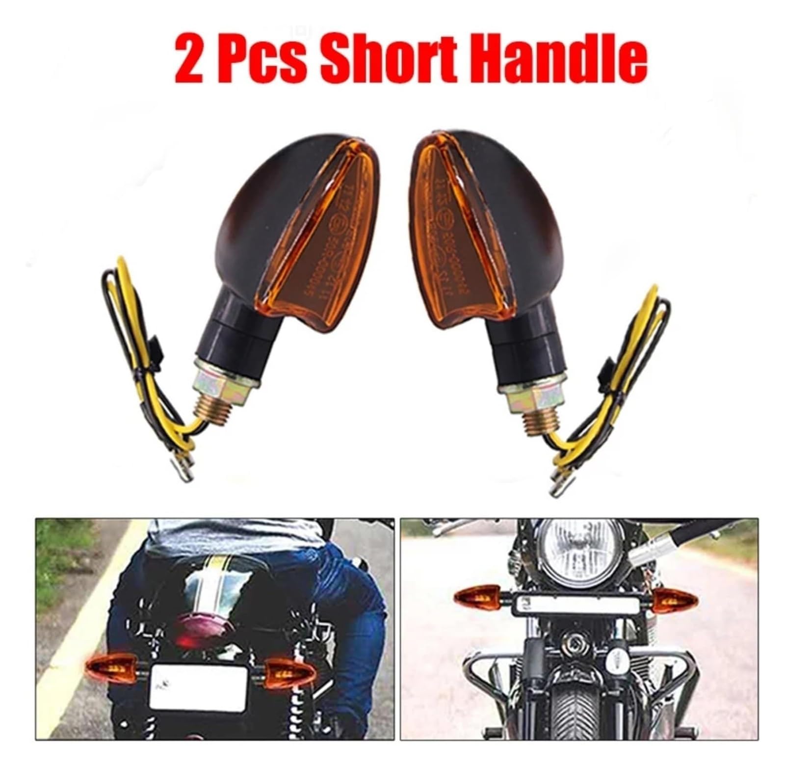 Indicatore Direzione Anteriore Moto Frecce Indicatori di Direzione Luci Lampada 12V 10mm Indicatore(2 PCS-Short)