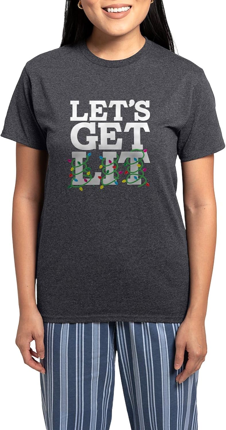 CafePress Lets Get Lit Women's Charcoal Pajamas Women's Charcoal Novelty Pajama Set