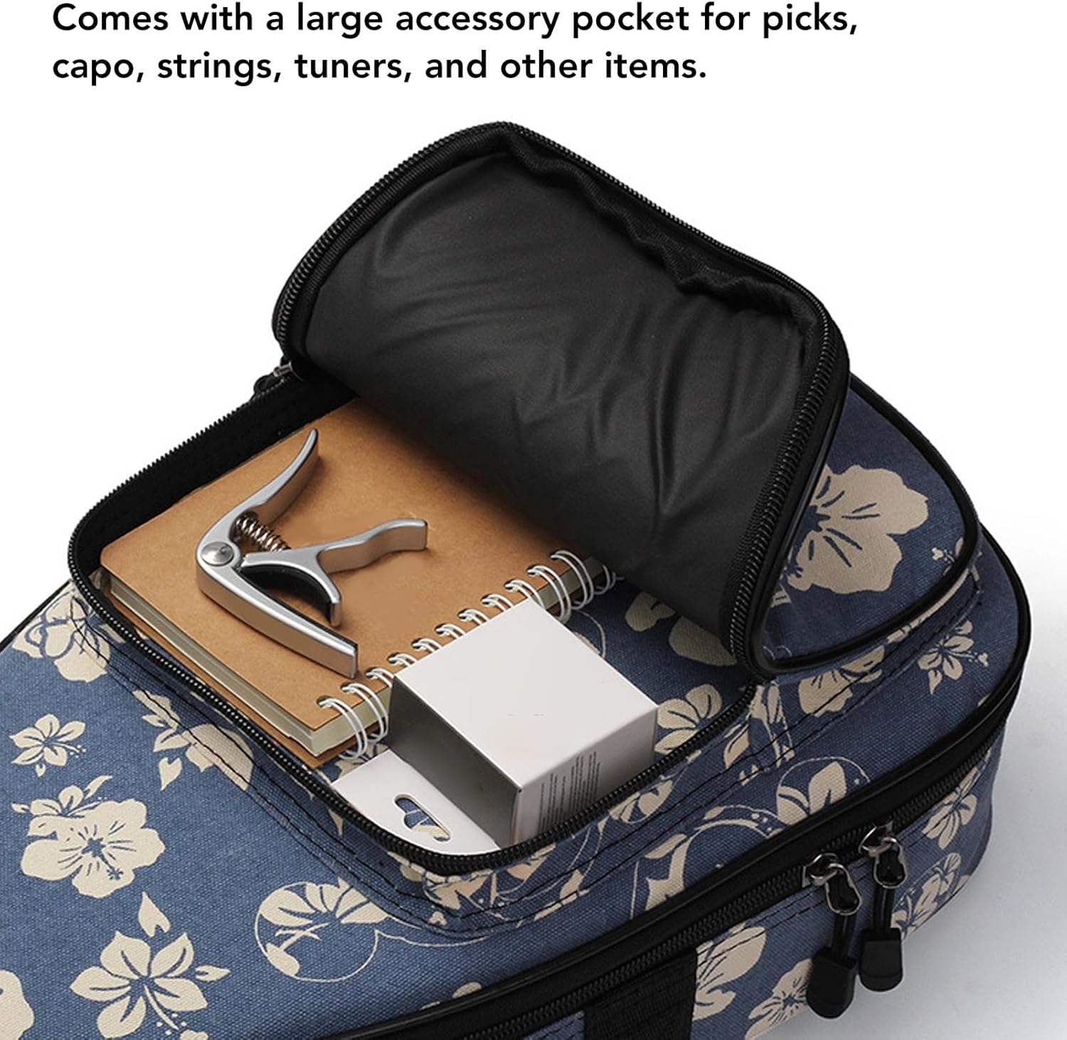 Ukulele Backpack, Large Capacity Nylon Thickened Ukulele Padded Bag Case with Adjustable Straps (26 Inch