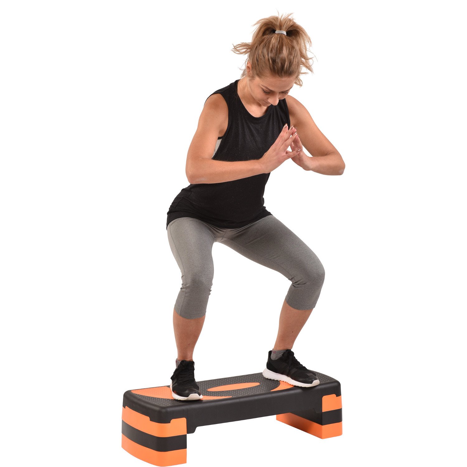 step.compact I Aerobic Steppbrett für das Workout Zuhause I höhenverstellbarer Stepper bis 150kg belastbar
