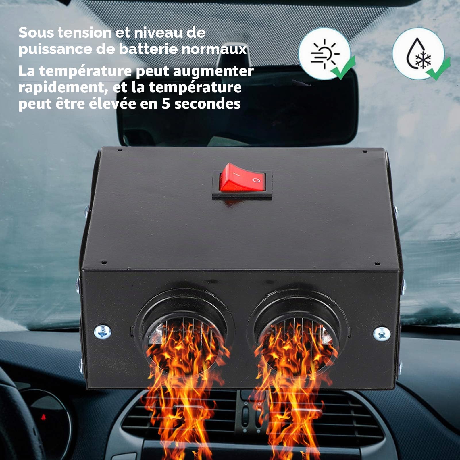 Car Heater,Chauffage de voiture, Réchauffeur de Voiture Portable, Dégivreur de Réchauffeur de Voiture, Ventilateur Silencieux de Désembuage Portable, Chauffage Rapide 600W(12V)