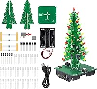 Vista 1 de Juego de 2 unidades de bricolaje para practicar la soldadura 3D árbol de Navidad electrónico Kit de montaje electrónico de 7 colores Flash LED