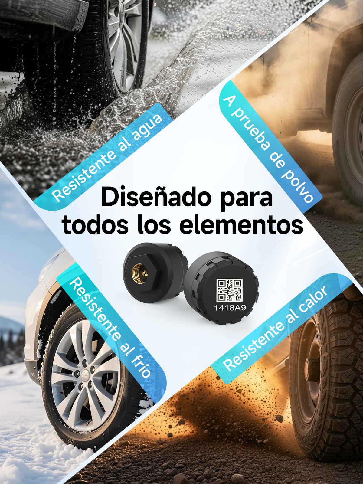 Moman Sistema TPMS Moto 2 Sensores, Monitor Presión y Temperatura Neumáticos con Alarma Manómetro de Presión de Neumáticos, Inalámbrico Solo iOS​​ & Android