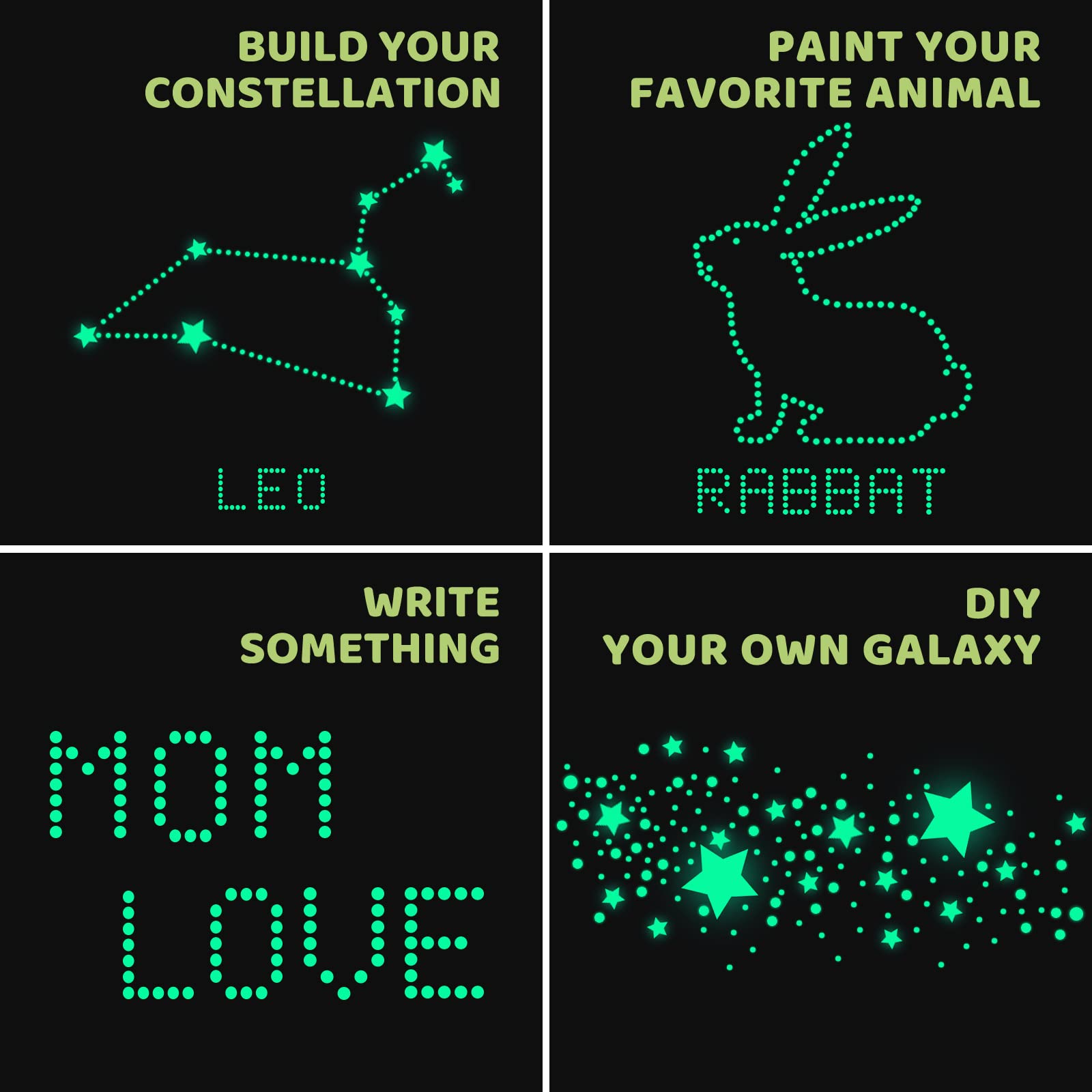 Glow In The Dark Naklejki Ścienne, 637 sztuk Luminous Kropki Gwiazdy i Księżyc DIY Naklejki ścienne do sufitu lub ścian, Luminous Naklejki samoprzylepne dla dzieci Sypialnia Dekoracji