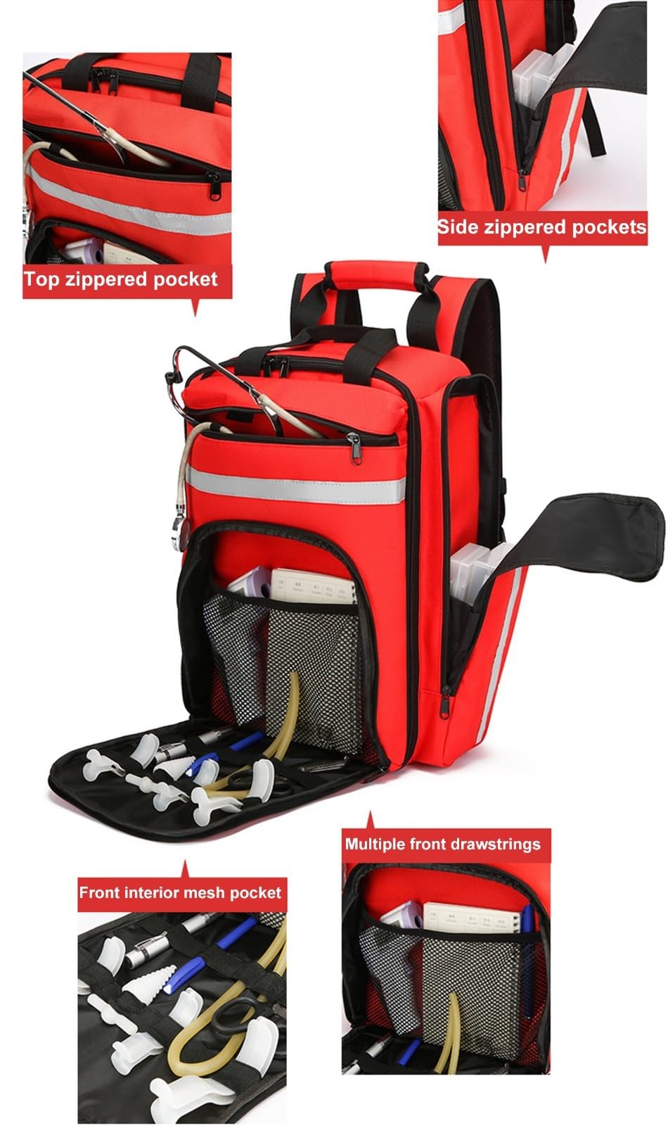REHOOF Mochila Médica De Emergencia Casa, Bolsa De Trauma De Primeros Auxilios con Reflectante, Impermeable Y De Gran Capacidad, Bolsa Vacía De Primeros Auxilios para Senderismo Viajes Excursiones B