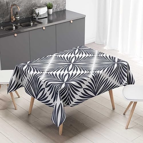 Vista 42 de Mantel blanco Redondo para Mesa De 4 Sillas Geometry Lattice Line Modern Outdoor Mantel para Boda Fiesta de Vacaciones 30 X 30 Pulgadas