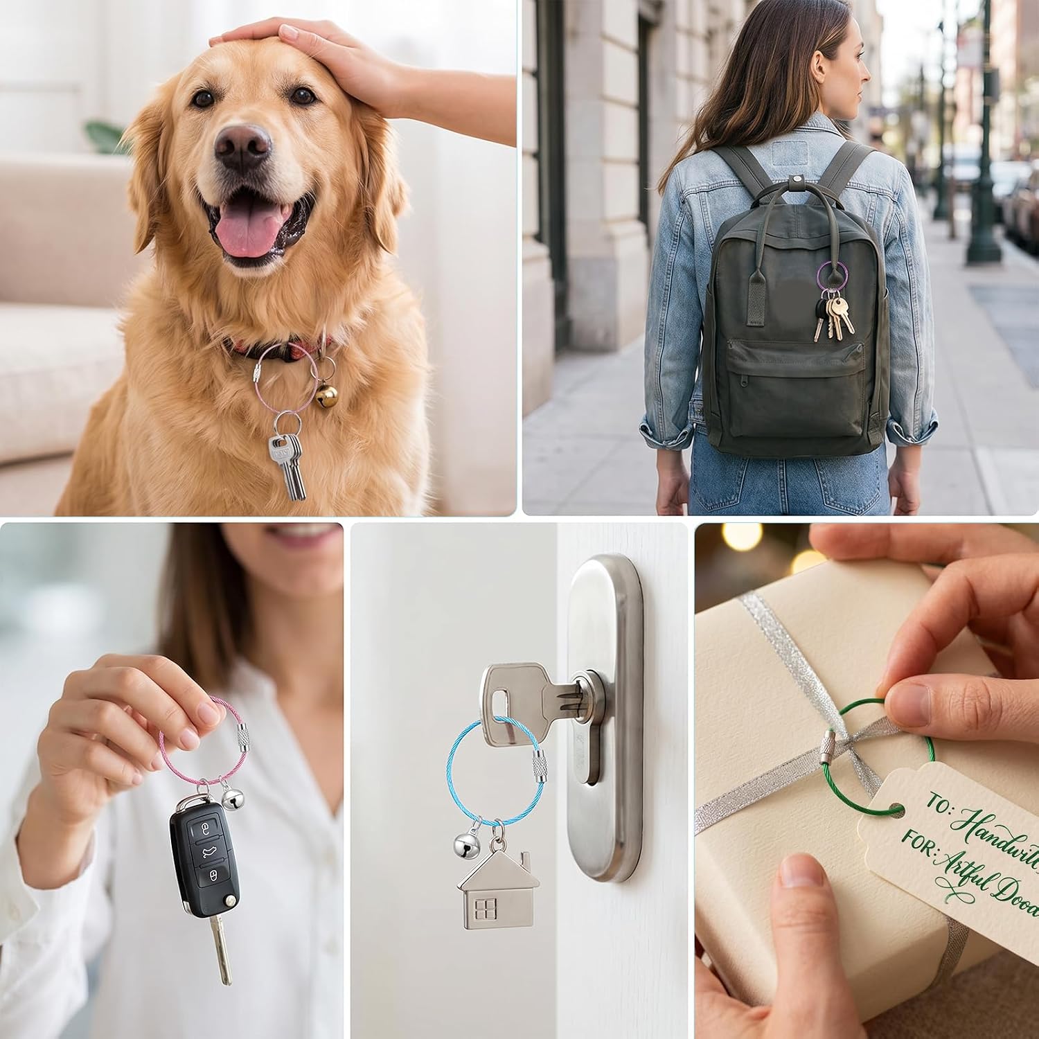 200 Pcs Wire Keychain Cable 6 Inch, Metal Luggage Tag Loops, 10 Colors image 5