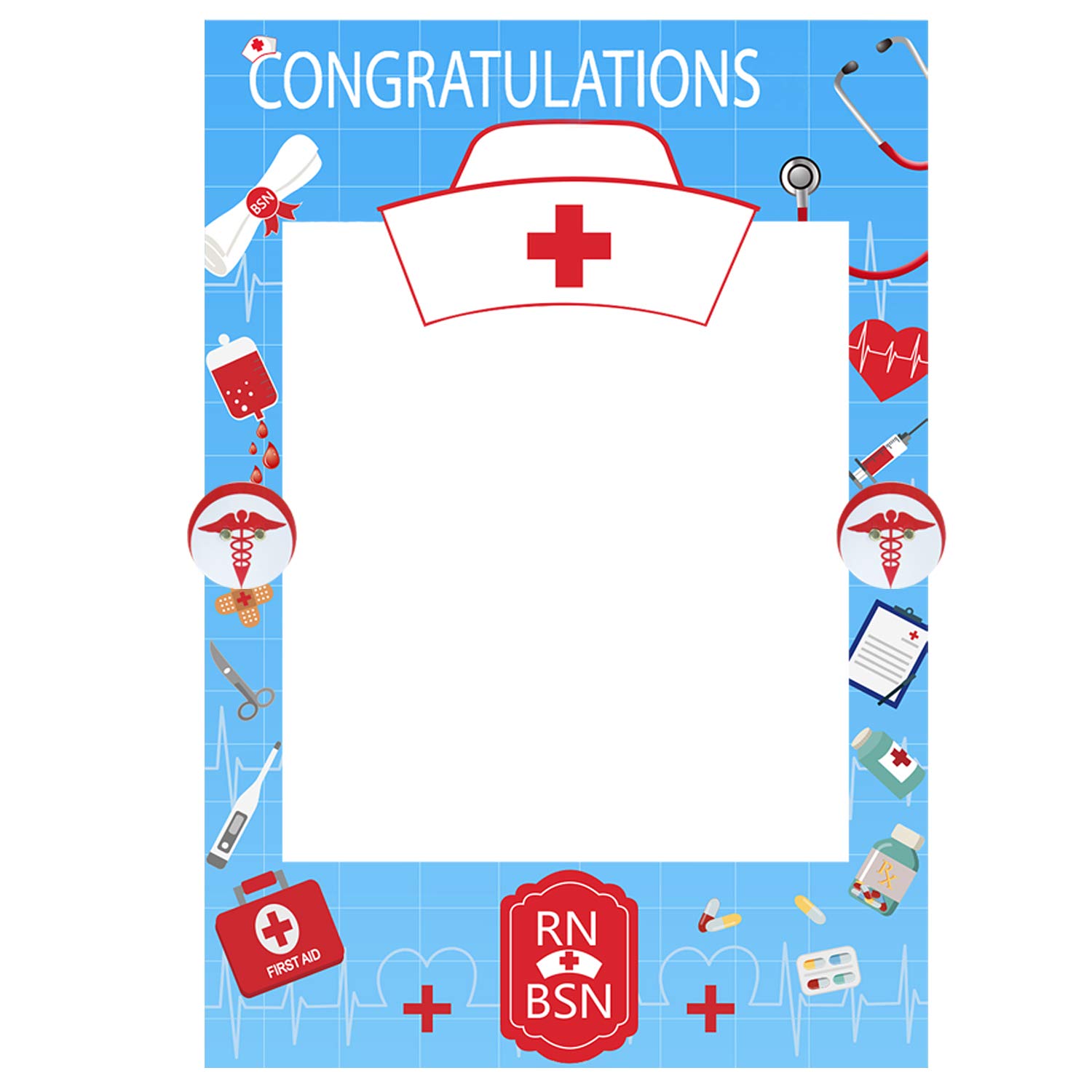 AIBIIN 7x5ft Nurse Graduation Backdrop She Did It Congratulations Graduates Blue Gold Glitter Photography Background Congrats Grads Class Of 2025 Prom Party Decorations Banner Photo Studio Props