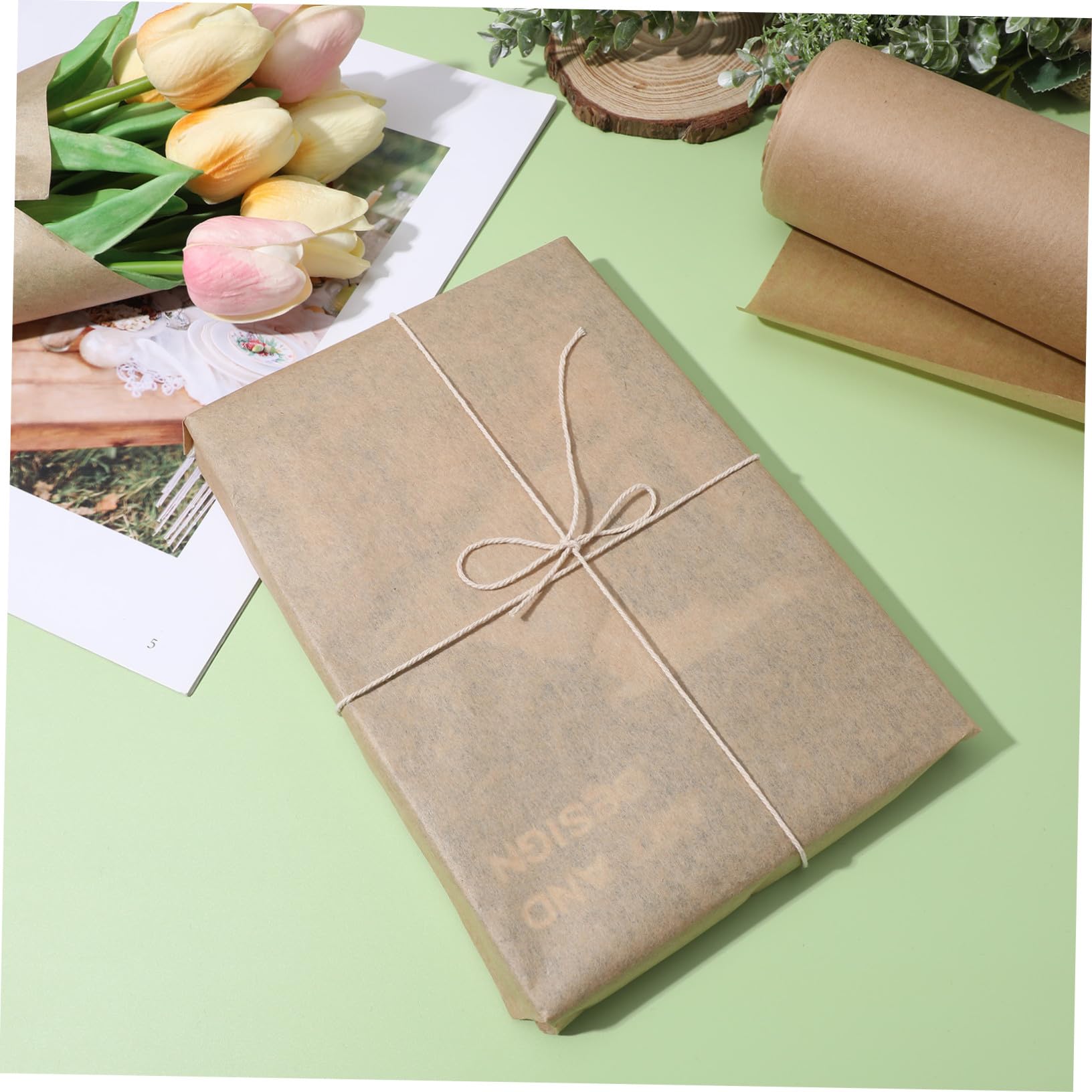 CTIRCHIU Braunes Kraftpapier Packpapier Rolle Reißfest Vielseitig Einsetzbar Blumenstrauß Geschenkverpackung DIY Verpackungspapier Natürliche Braune Farbe