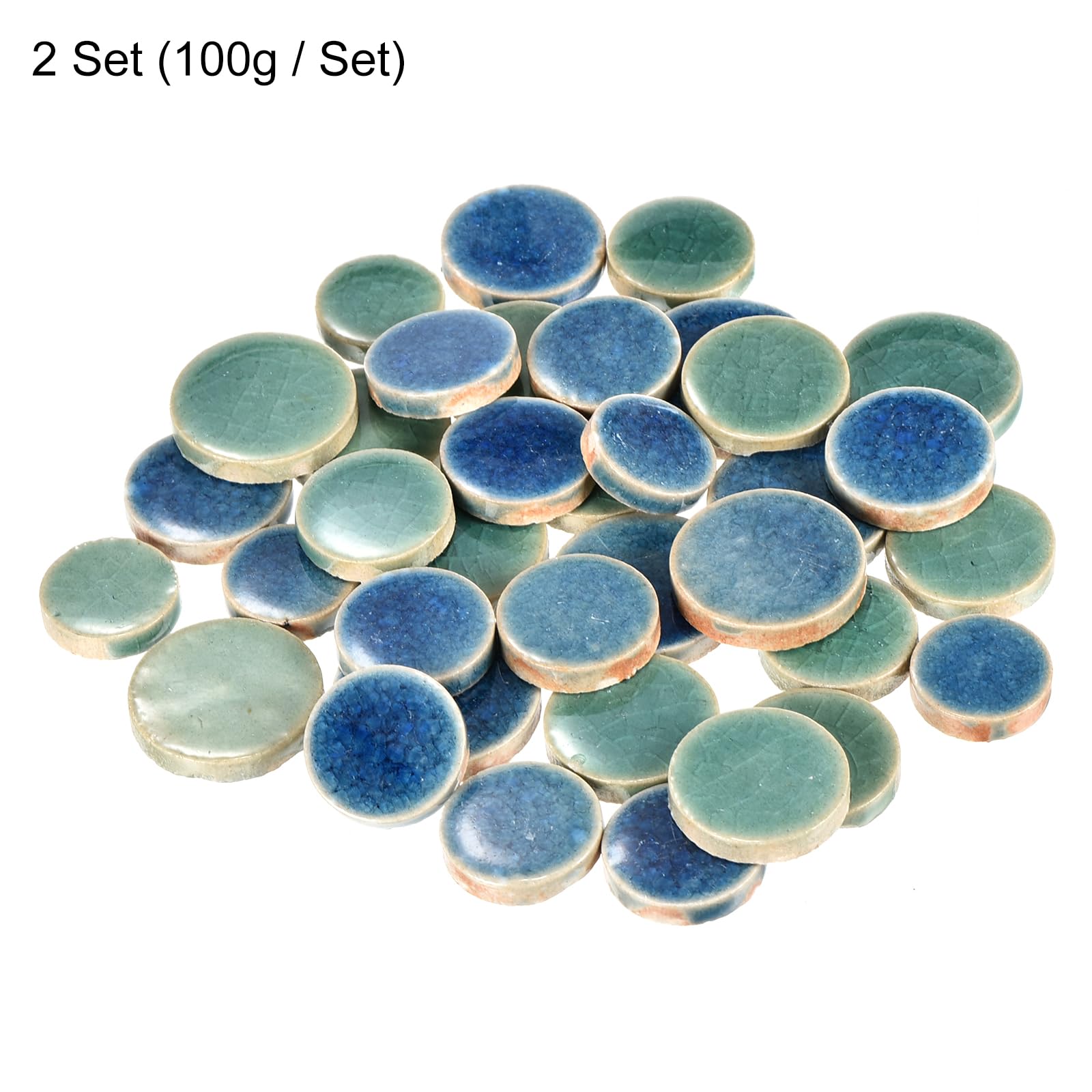MECCANIXITY 200g Ice Crack Blue Green Ceramic Mosaic Tiles - Round DIY Crafts Bulk Kit - View #3
