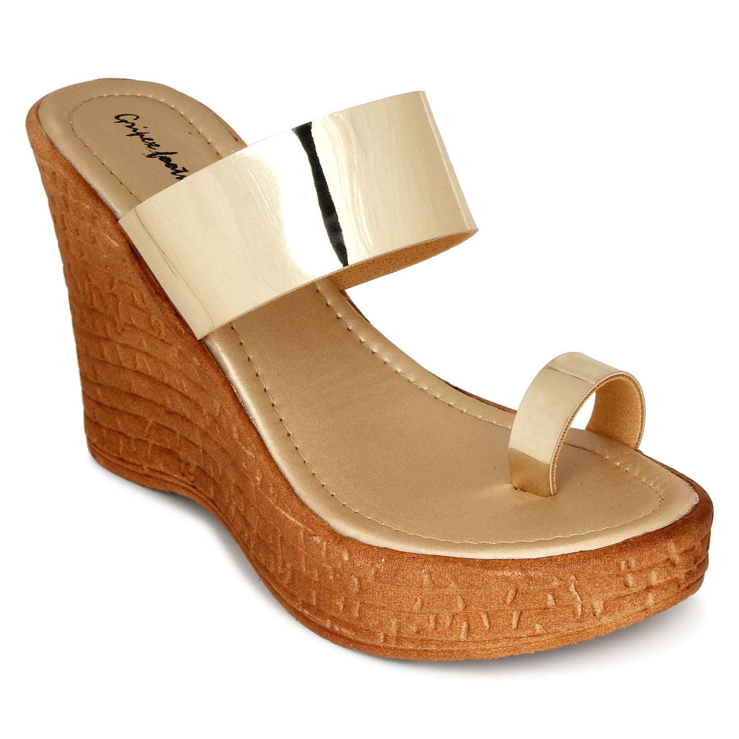 Fashion Box Womens Fashion Platform Heel Wedge Sandals (GOLD, numeric_7) (B08L95GGRQ) Amazon Price History, Amazon Price Tracker