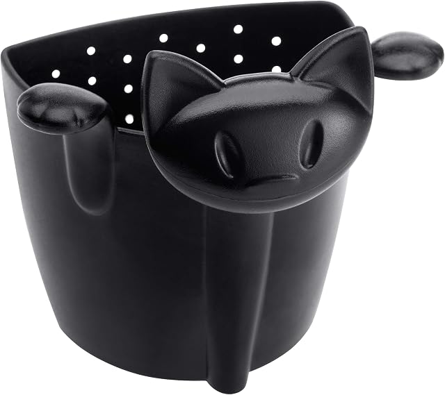 koziol tea strainer Miaou, thermoplastic, black, 6 x 6.6 x 7.6 cm
