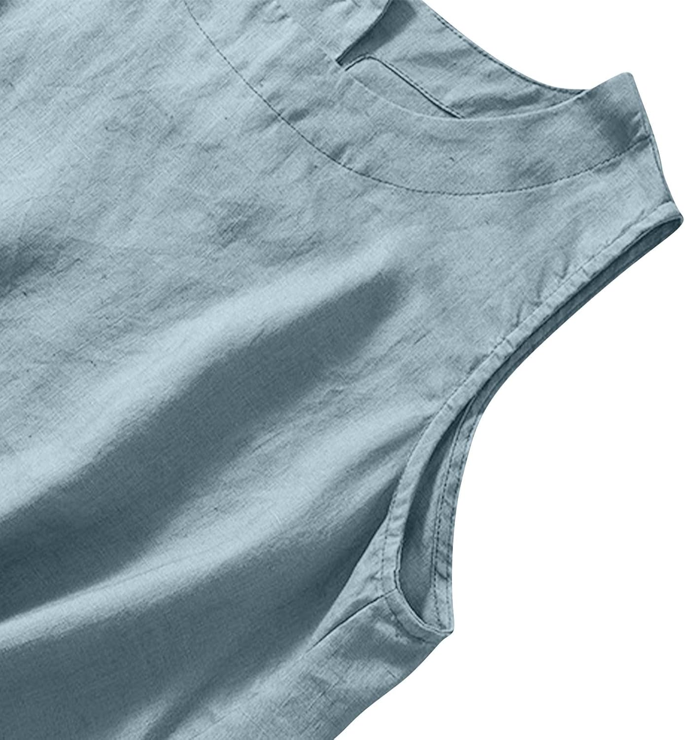 Cotton Linen Tank Tops for Women Summer Vacation Lounge Tops Loose Fit Sleeveless Scoop Neck Shirts Beach Tees Vests - Image 2