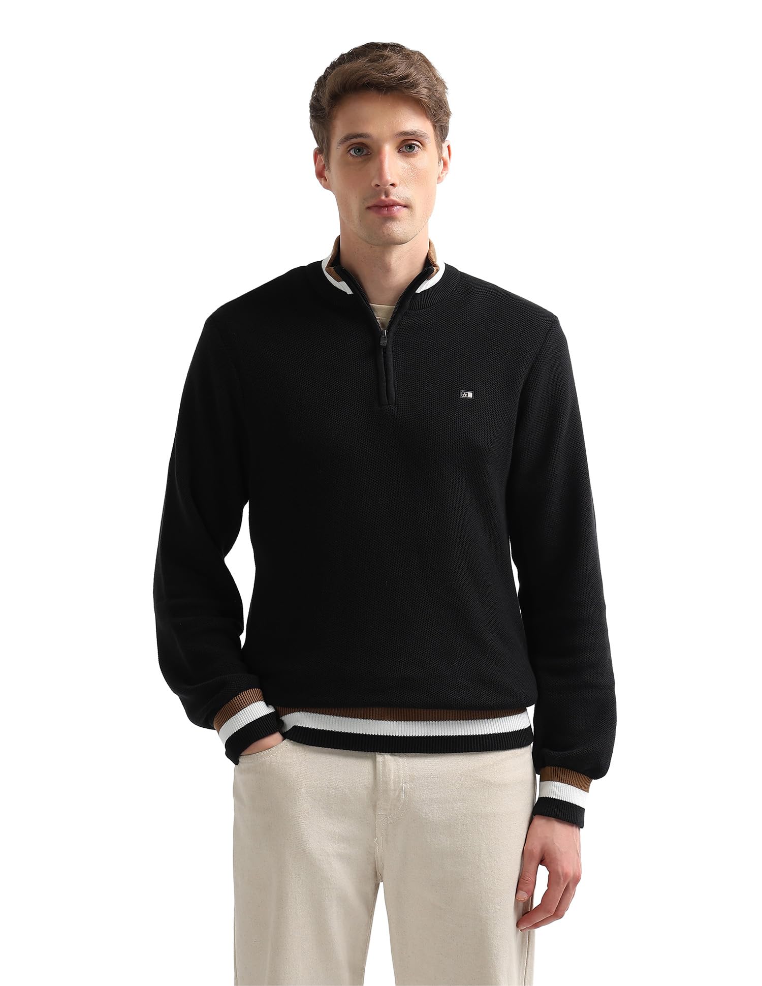 arrow sports High Neck Patterned Knit Sweater-picture-40