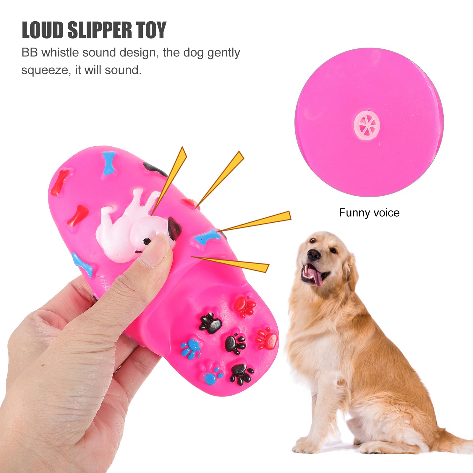 FRCOLOR Dog Teething Slippers Toy with Squeaky Sound Durable Rubber Chew Toy for Puppies and Small Dogs Interactive Pet Supplies for Teeth Cleaning and Play - Image 3