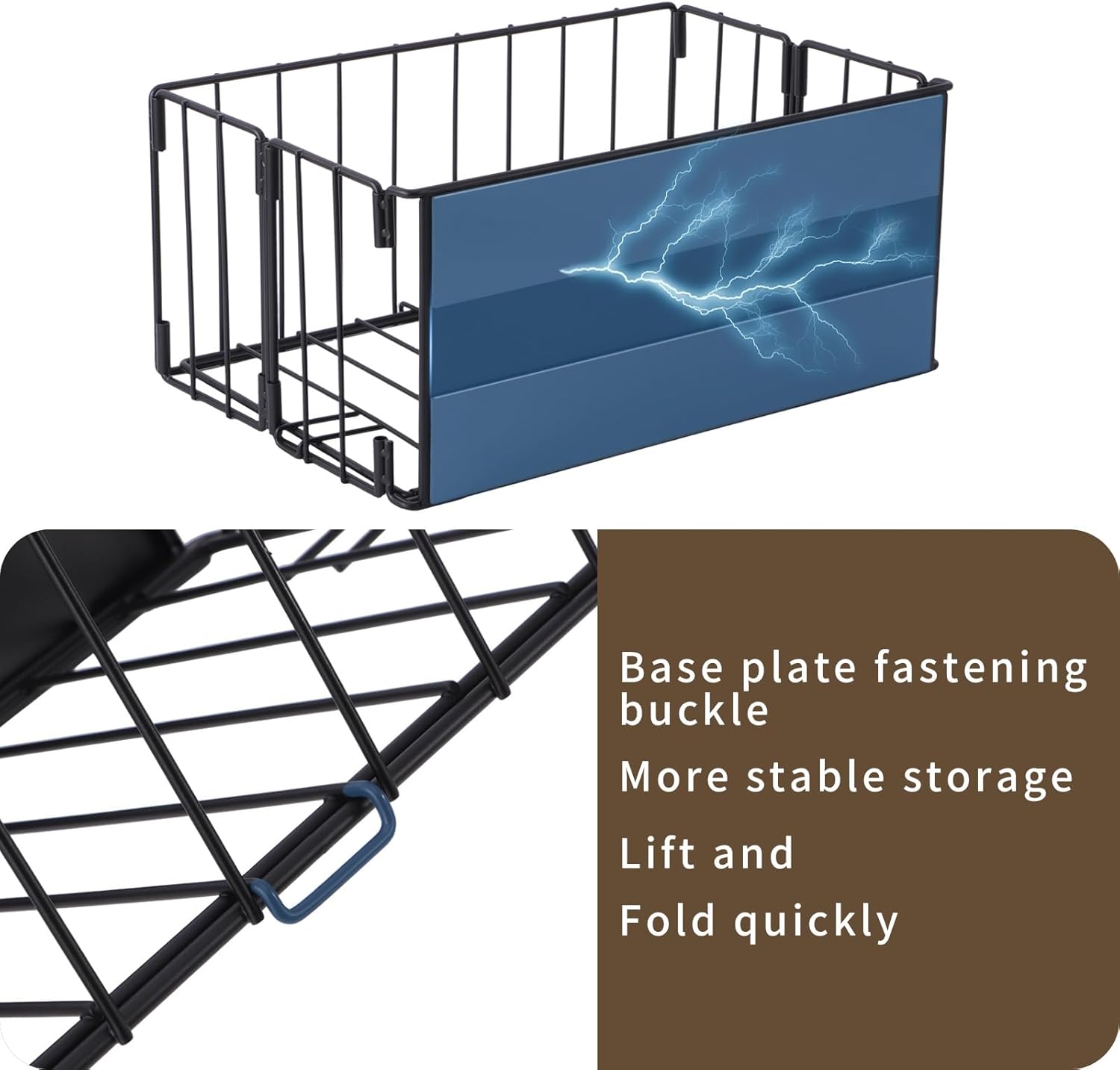 Folding Magnetic Basket, 2 Pack Magnetic Fridge Basket with Strong Magnet for Kitchen Office School Organization and Home Storage, 13"x8.7"x5.9"