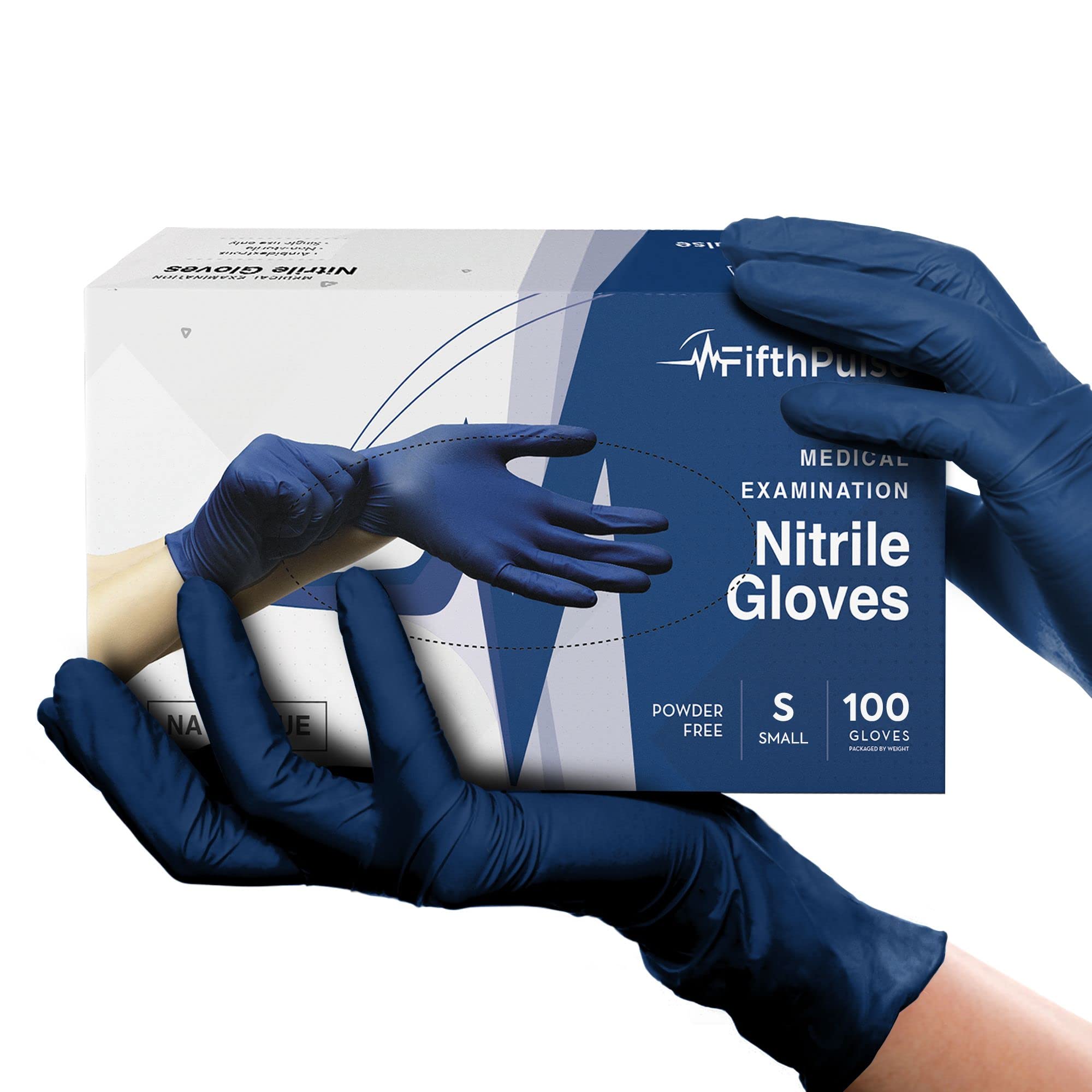 Navy Nitrile Disposable Gloves Small, 100 Count - Powder and Latex Free Medical Gloves - 3 Mil Surgical Gloves - Food Safe Gloves