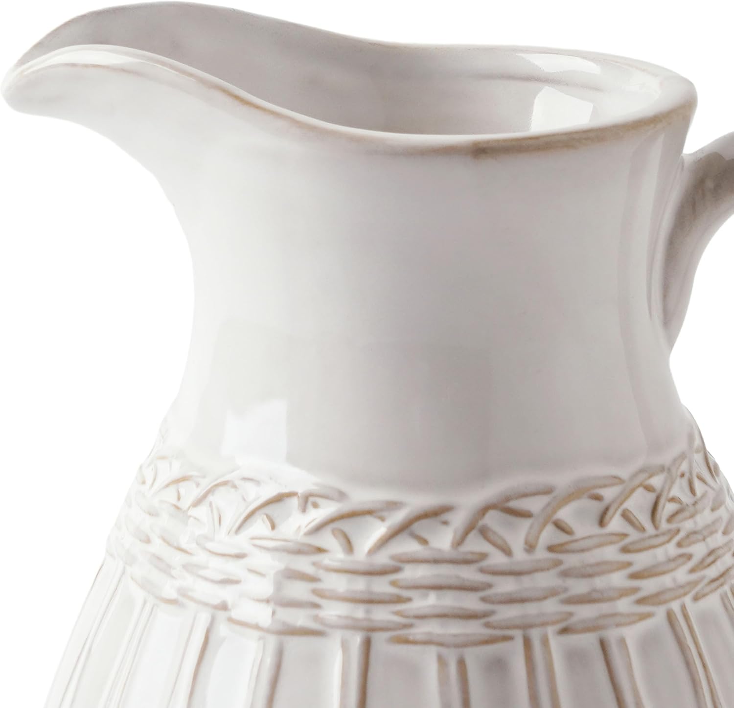 VICTOR & TERESA Small White Ceramic Pitcher Vase for Home Decor, 8'' Decorative Jug Vases Gift for Her, Farmhouse Distressed Vases for Flowers, Pampas Grass, Table Centerpieces, Kitchen, Mantel - Image 6