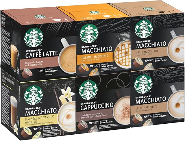 STARBUCKS White Cup Variety Pack by Nescafe Dolce Gusto Coffee Pods, 6 x 12 (72 Pods/36 Servings (Pack of 1)