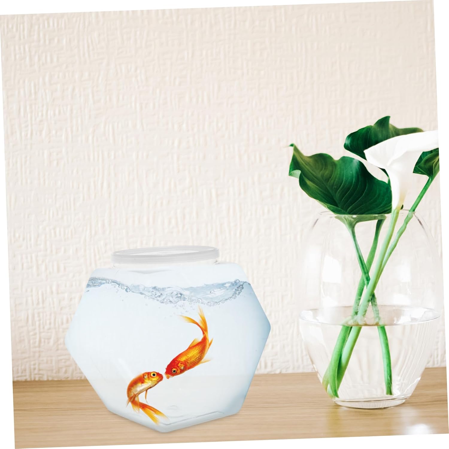 Toyvian 2pcs Shatterproof Transparent Fish Bowls for Home Decor Fish Tank Holder Break-Resistant Plastic Aquarium for Easy Maintenance Versatile Desktop Display