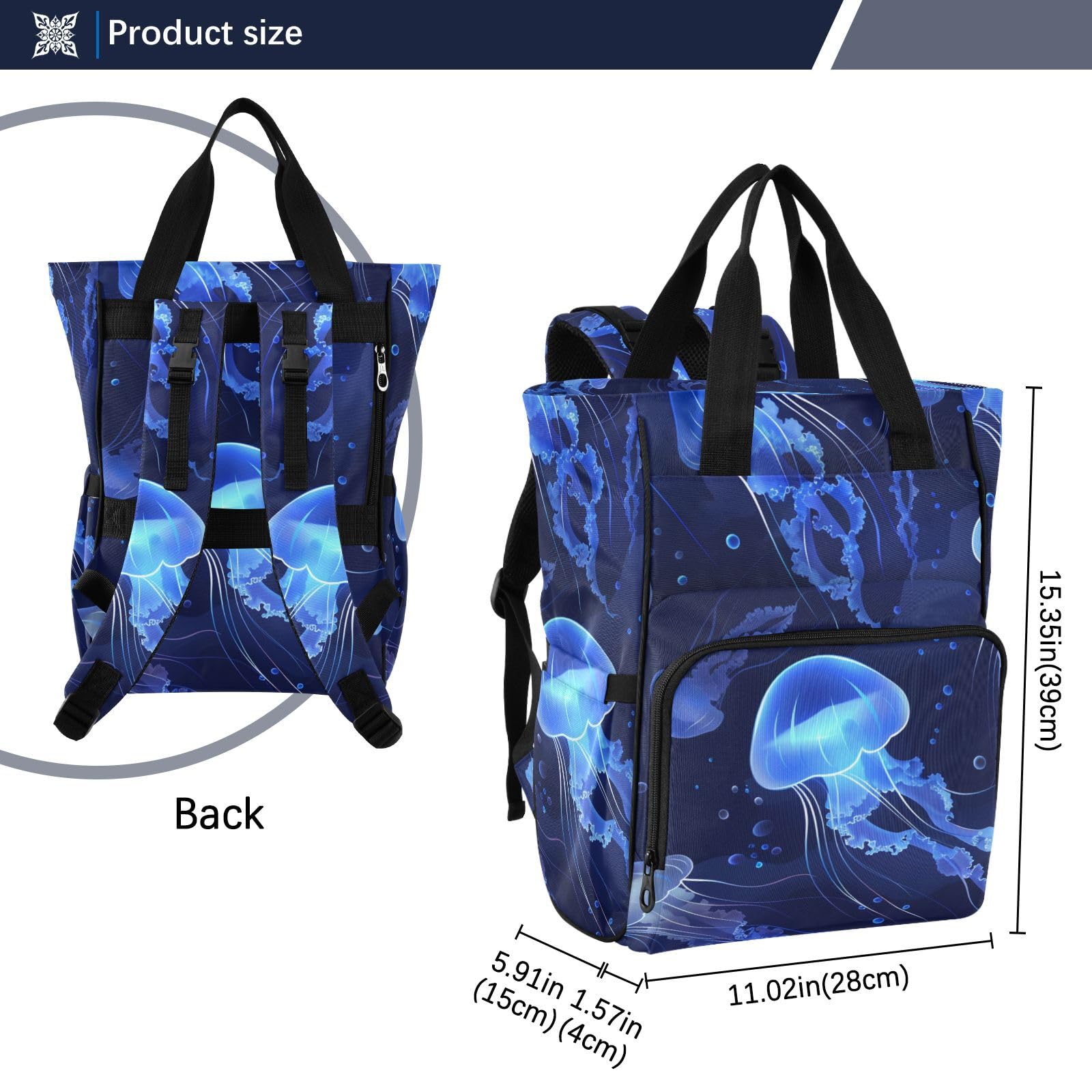 Baby Essentials - Bolsa para pañales con diseño de medusas azules