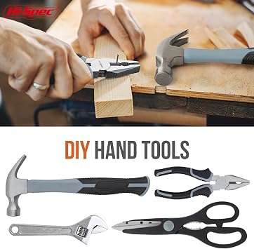 Hi-Spec 54pc General Household Tool Set Home & Garage Hand Tool Kit with Toolbox Storage Case for DIY, Basic Repairs, Apartment, First-Time Homeowner & Everyday Home Maintenance