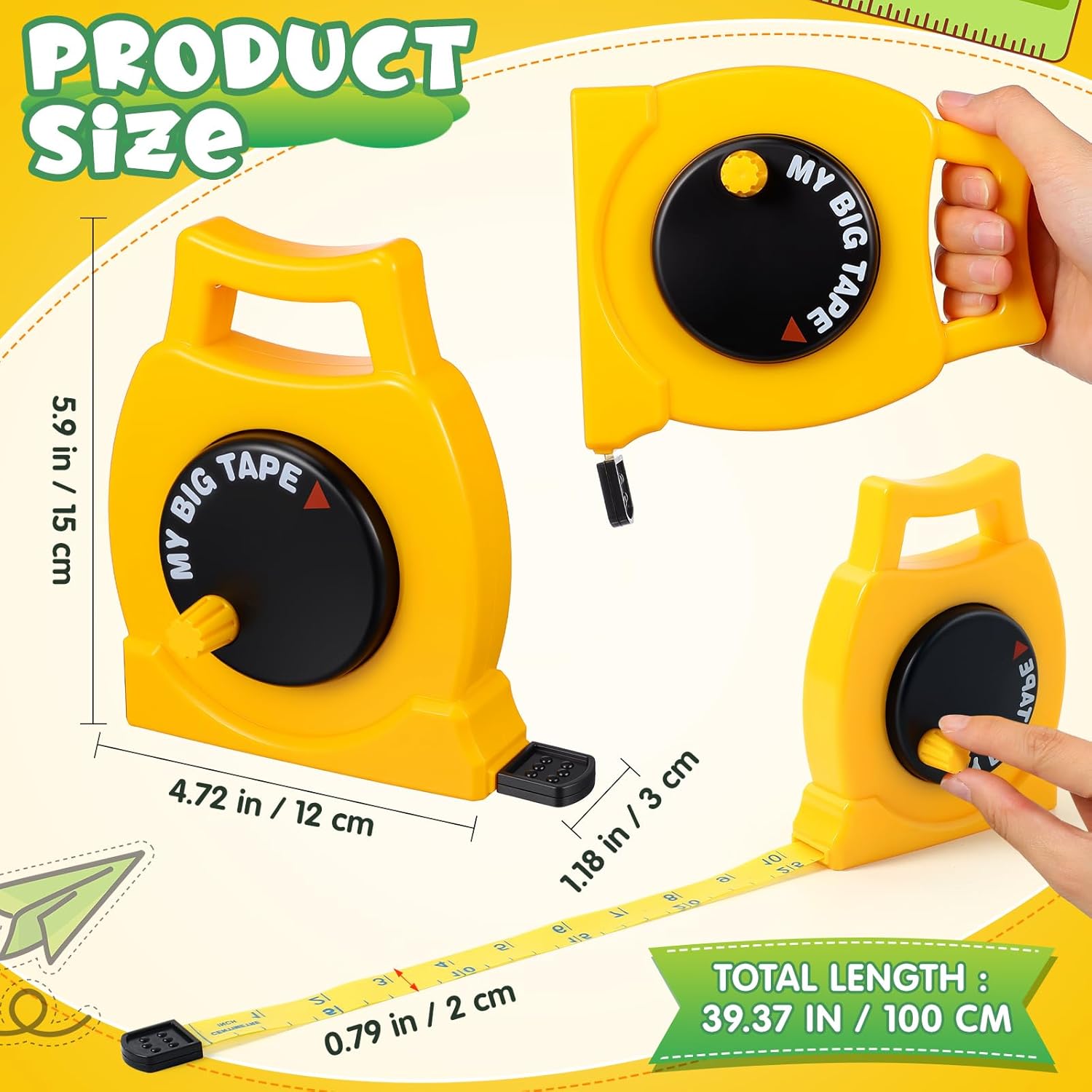 Measuring Tape Retractable Tape Measure, Wind Up Tape Measure, Easy Wind- Up - Easy to Read Body Measuring Tape