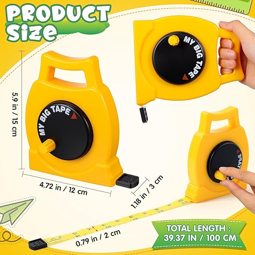 Cinta Métrica Retráctil Homoyoyo 100cm Plástico Amarillo miniatura 5