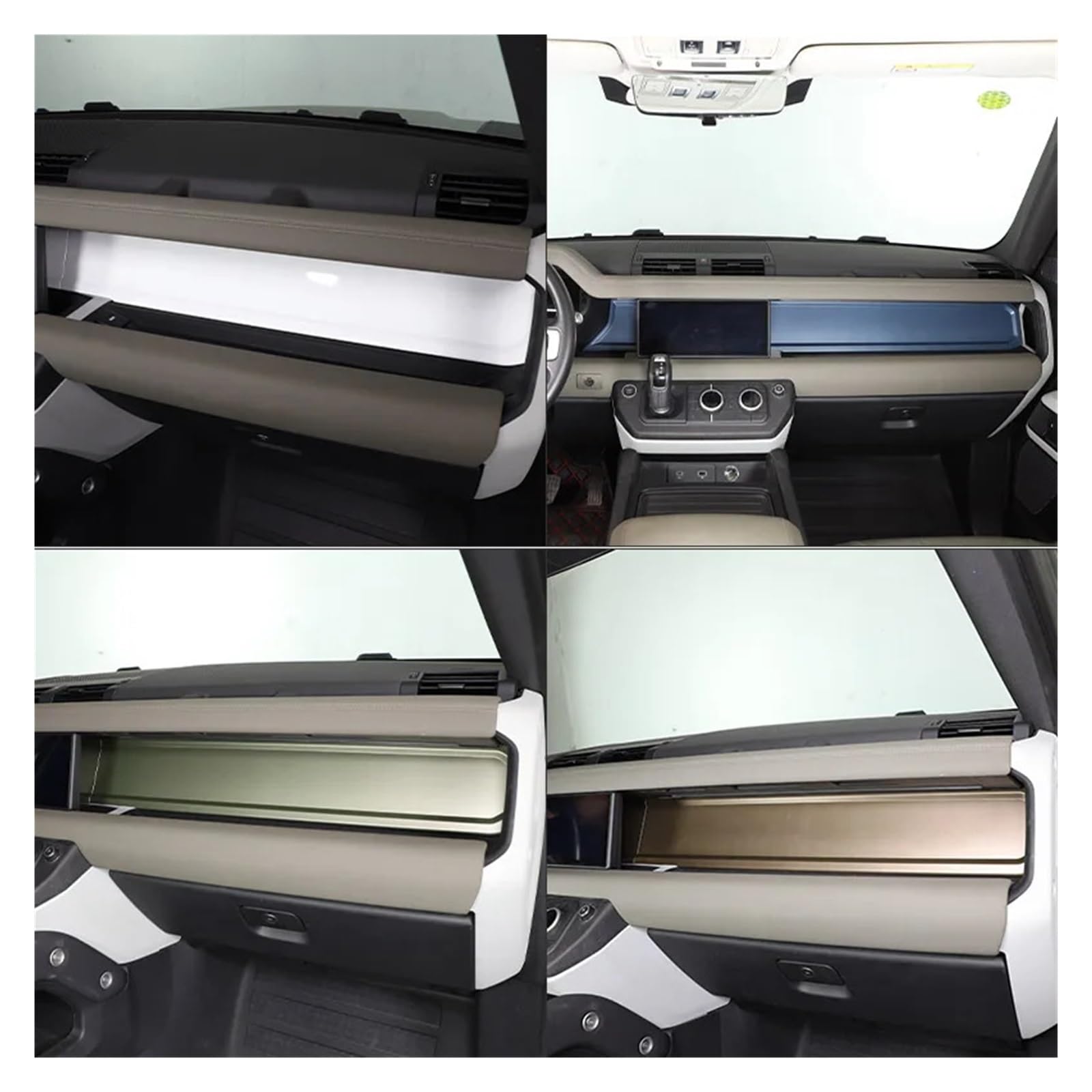 Naklejka dekoracyjna na panel deski rozdzielczej samochodu kompatybilna z Land Rover Defender 90 110 2020-2023 ABS czarny Akcesoria do wnętrza samochodu(Style B-green)