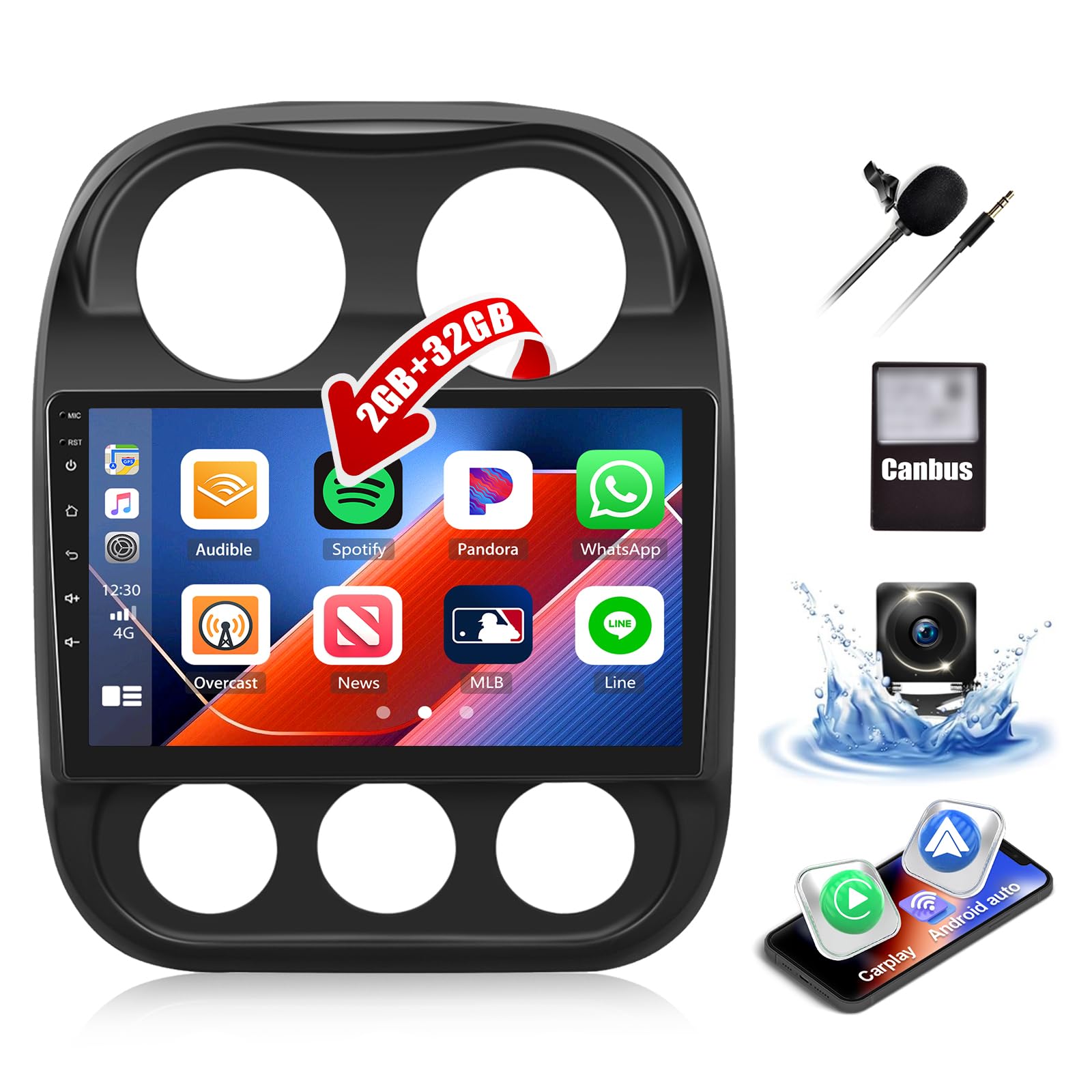 Autoradio Android 13 Per Jeep Compass 2017-2020 - 10.1 Pollici - Carplay Wireless - Telecamera Posteriore - Foto 3