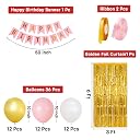 Party Propz Happy Birthday Decoration Kit - 40 Pcs Pink Birthday Banner Set, Balloons, Golden Foil Curtain, Balloons For Decoration, Bday Decoration Kit for Girls (Cardstock, Foil, Latex) gallery image