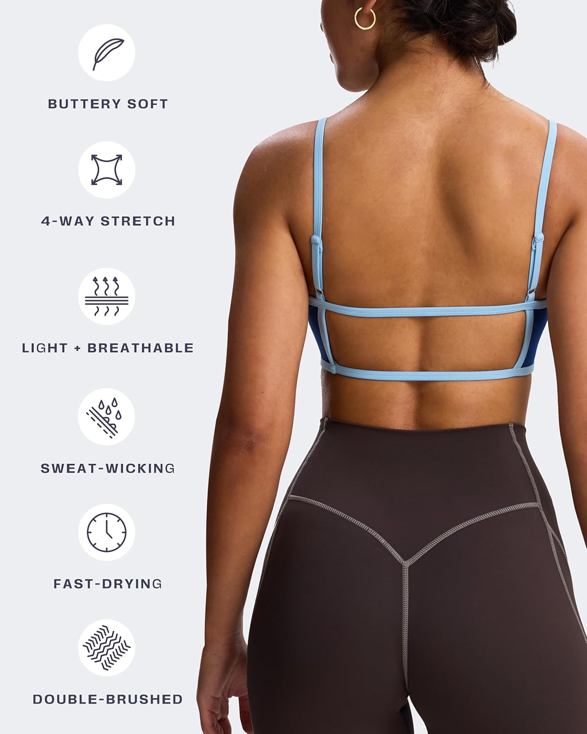 Aoxjox Women's Color Block Workout Sports Bras Fitness Lexi Lined Strappy Bra Athletic Yoga Crop Tank - Image 4