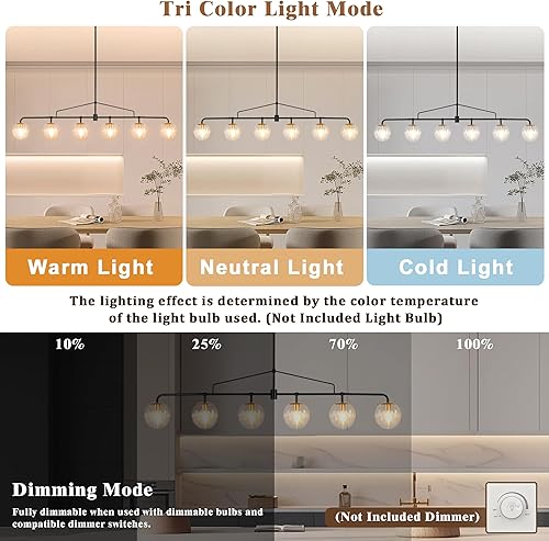 Miniatura 4 de Candelabro Lineal Moderno Negro y Dorado Lámpara de Comedor Accesorio de Iluminación Globo de Cristal Sembrado Candelabro Lineal 6 Luces para Granja