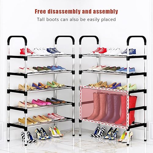 Miniatura 6 de Zapatero de gran capacidad para el hogar, estante de almacenamiento simple extraíble de múltiples capas de gran capacidad para ahorrar espacio