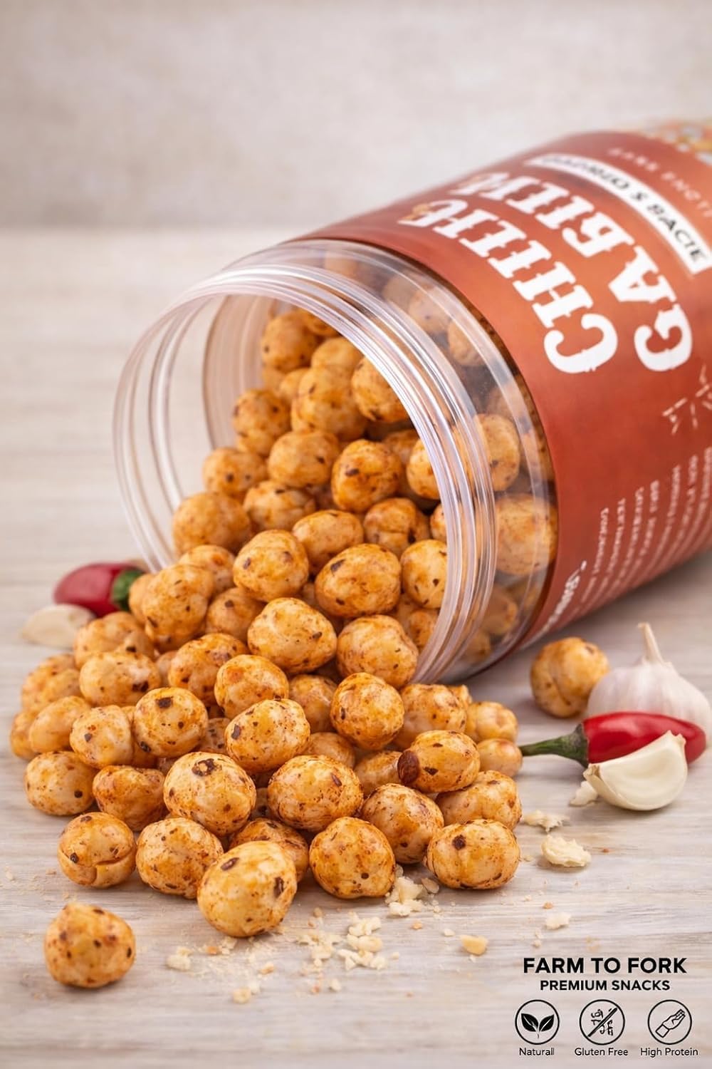 MOKO Chilli Garlic Makhana β Roasted Foxnuts Snack, Gluten-Free & High Protein, Healthy Lotus Seeds, Light & Crunchy Evening Snack, 70g 4