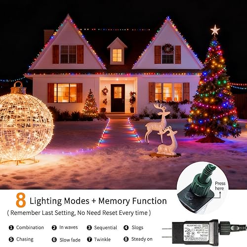 Miniatura 4 de Luces de Navidad C9 para exteriores, 33 pies, 50 luces LED de Navidad con 8 modos, 5 juegos conectables, IP65 impermeable para interiores y