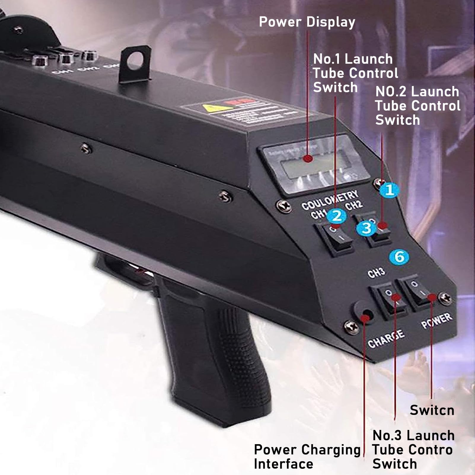 RayGenius Handheld Konfetti Launcher Kanone Mit Lichtern, FüR Party, Club, Hochzeit, Bar, Neujahr Und Geburtstag, Elektronische Konfetti Jet Maschine, Elektrische Konfetti Shooter