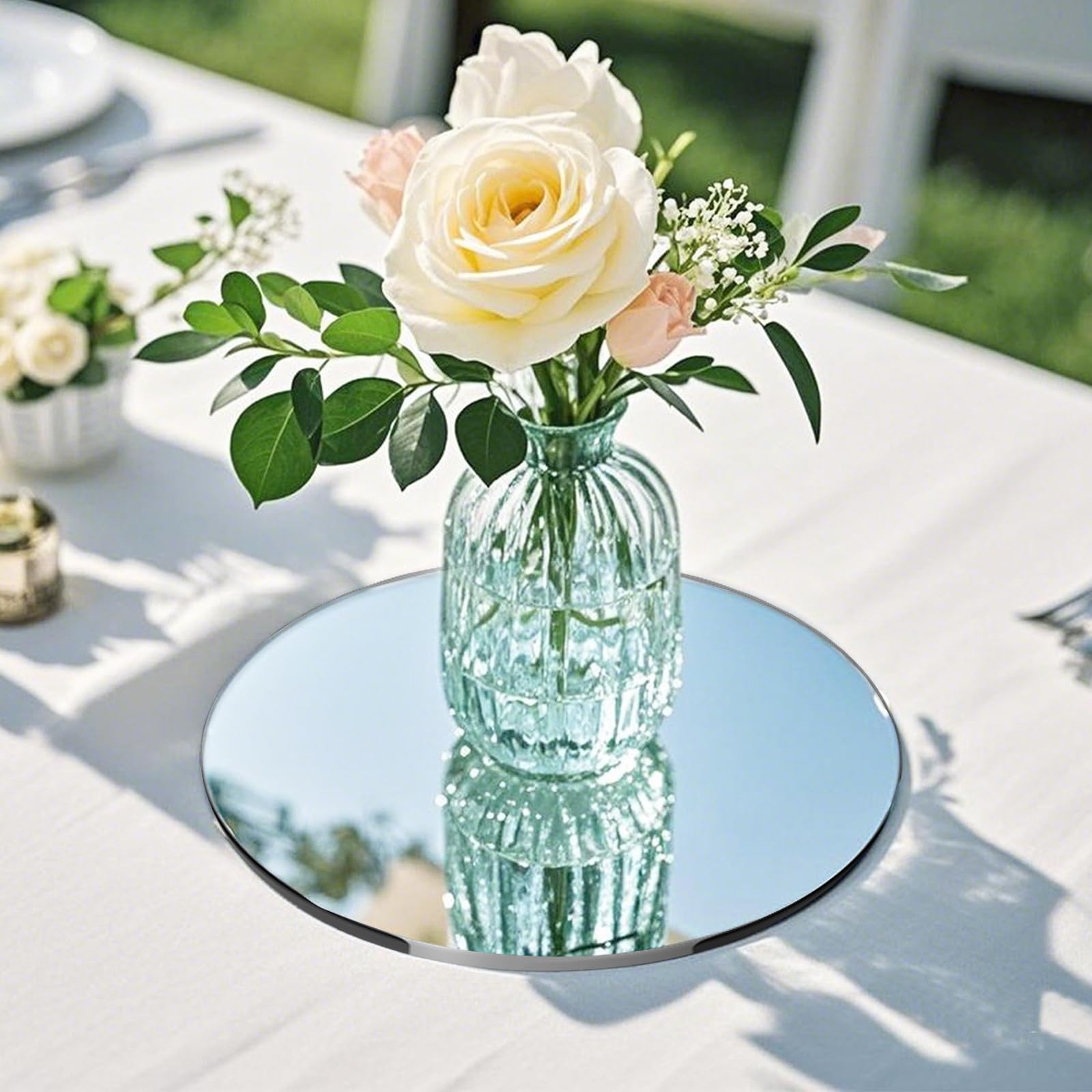 Small Round Mirrors for Centerpieces, 6 Inch 7PCS 2mm Acrylic Mirrors Candle Plate Circle Mirror Candles Trays Mirror Tiles for Wedding Table Centerpieces Birthday Decorations, Crafts, Wall Decor