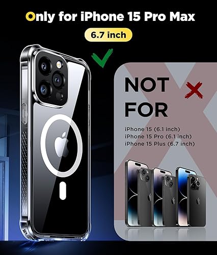 Miniatura 7 de Humixx Funda magnética impermeable para iPhone 15 Pro Max transparente IP68 a prueba de vida subacuática compatible con Magsafe de cuerpo completo a