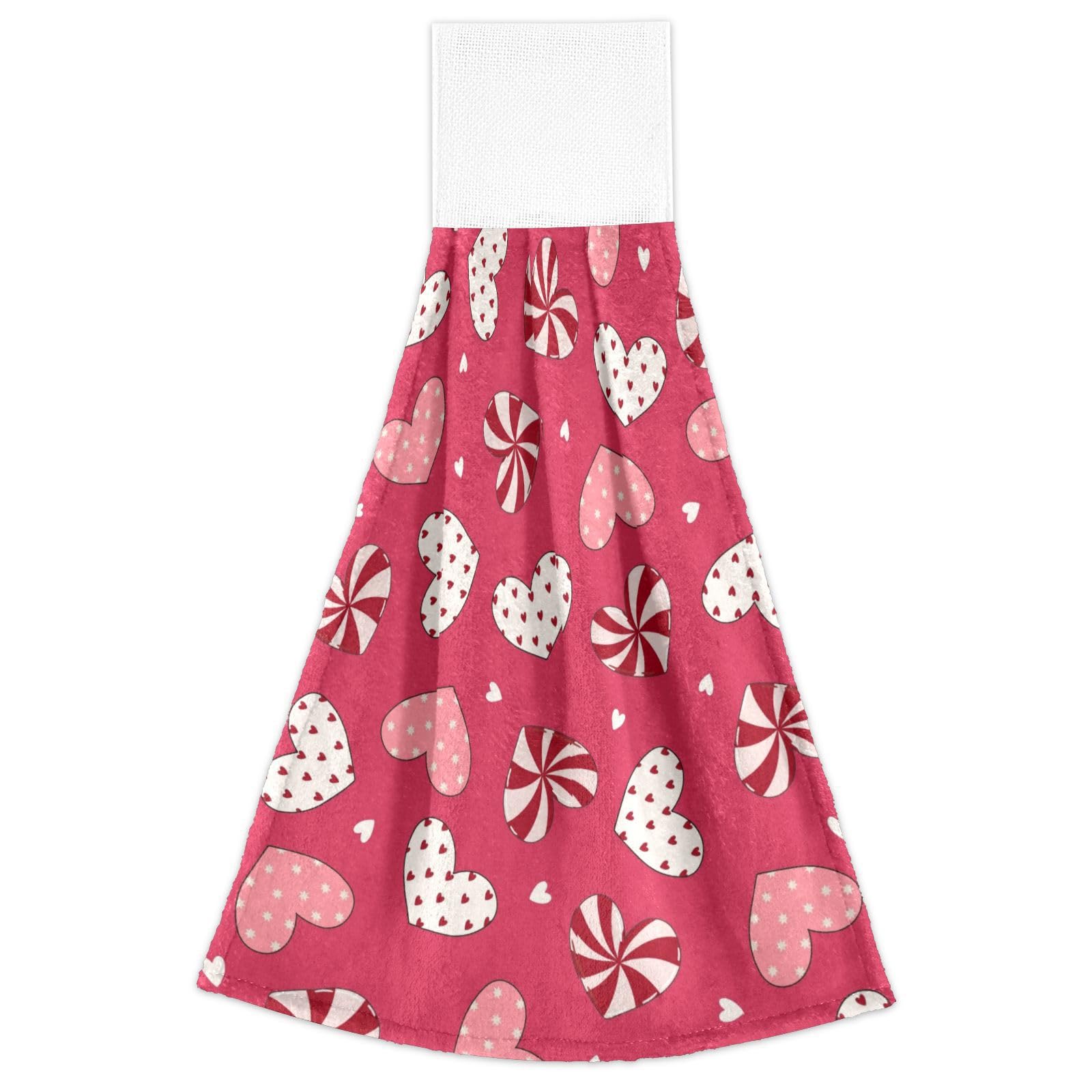 Boccsty Groovy Valentine's Day Love Hearts Hanging Kitchen Towels 2 Pieces Dish Tie Towels Hand Towel Bathroom Towels for Farmhouse