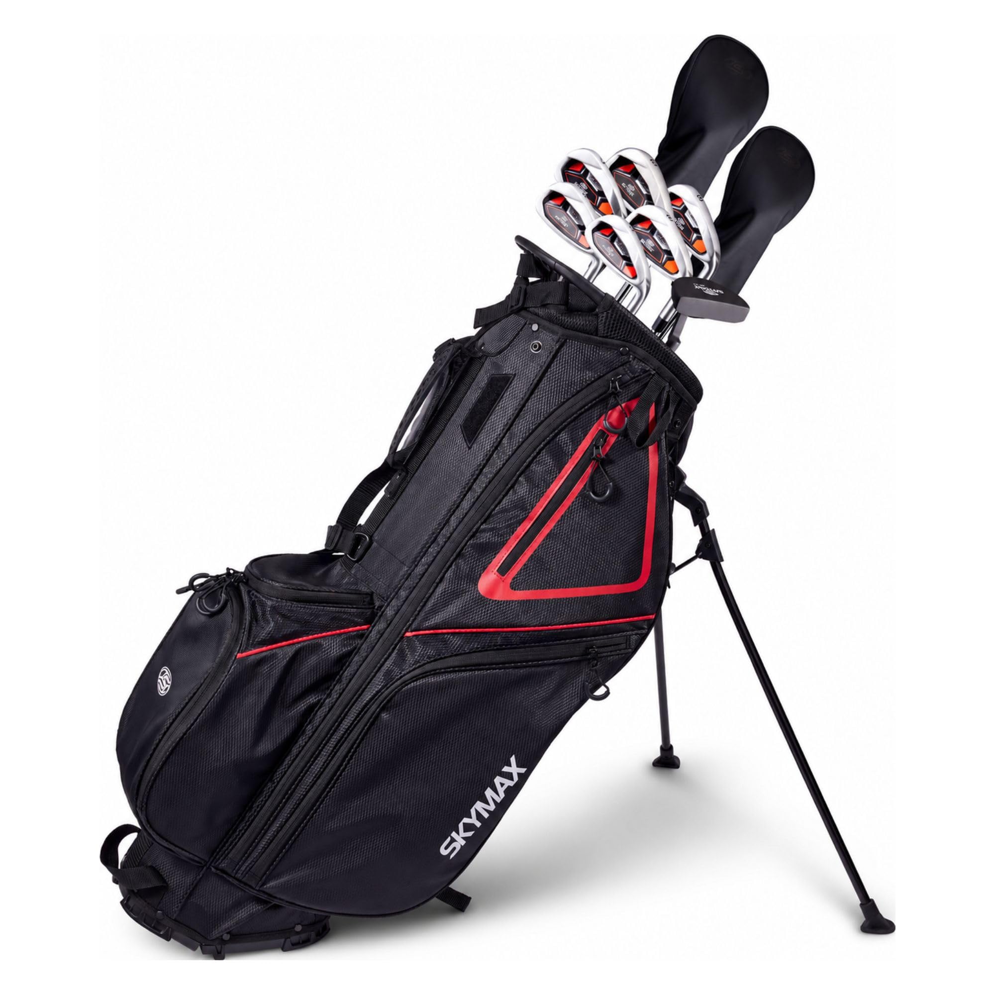Skymax Men’s RH Boxed Golf Set Steel – Right Hand Golf Clubs with Hybrid Stand Bag, Driver, Fairway Wood, Irons & Putter