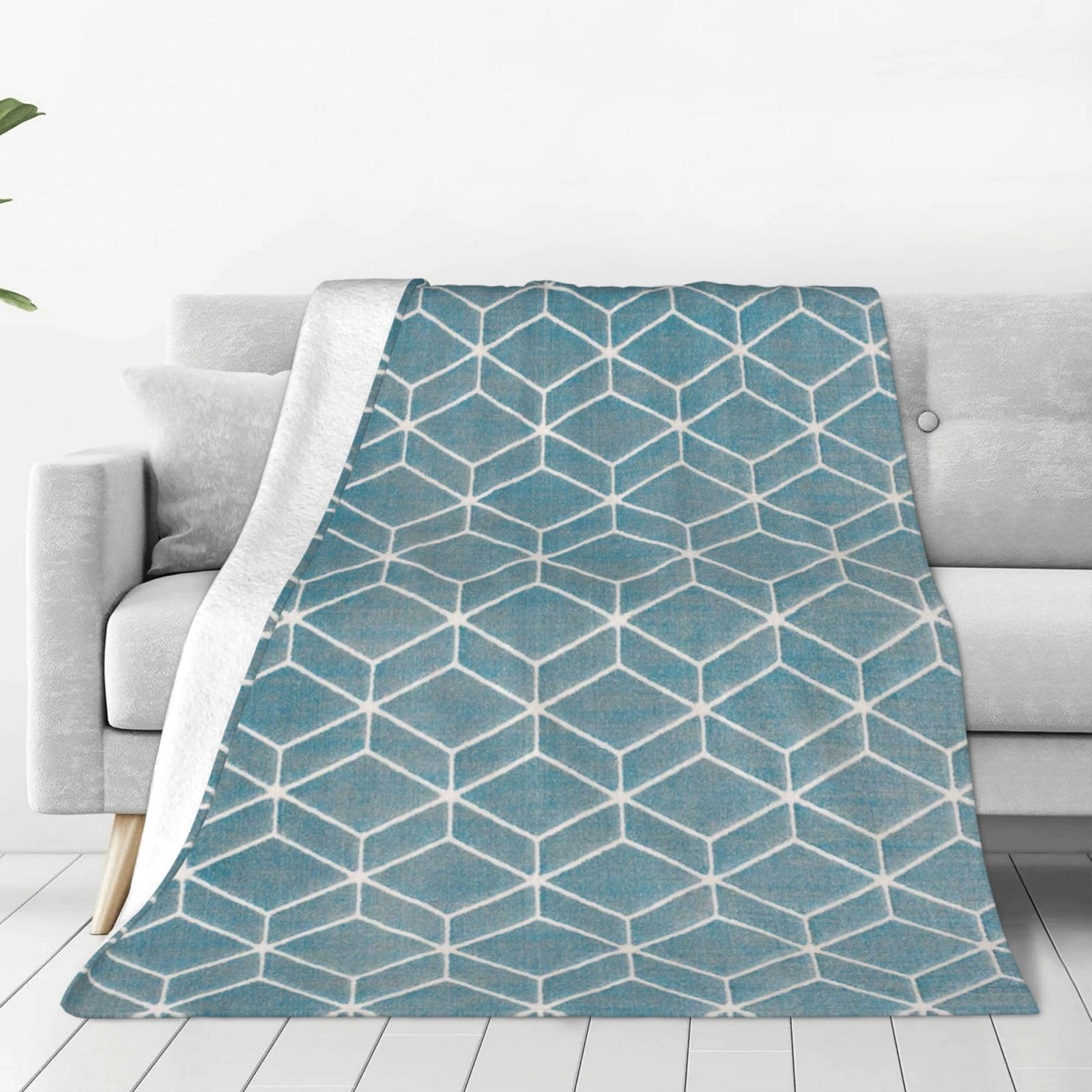 Couverture en flanelle ultra douce cadeau idéal plaid treillis bleu