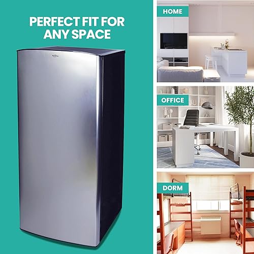 Miniatura 5 de Koolatron Refrigerador compacto de acero inoxidable con congelador, 6.2 pies cúbicos (176 litros), platanegro, respaldo plano que ahorra espacio,