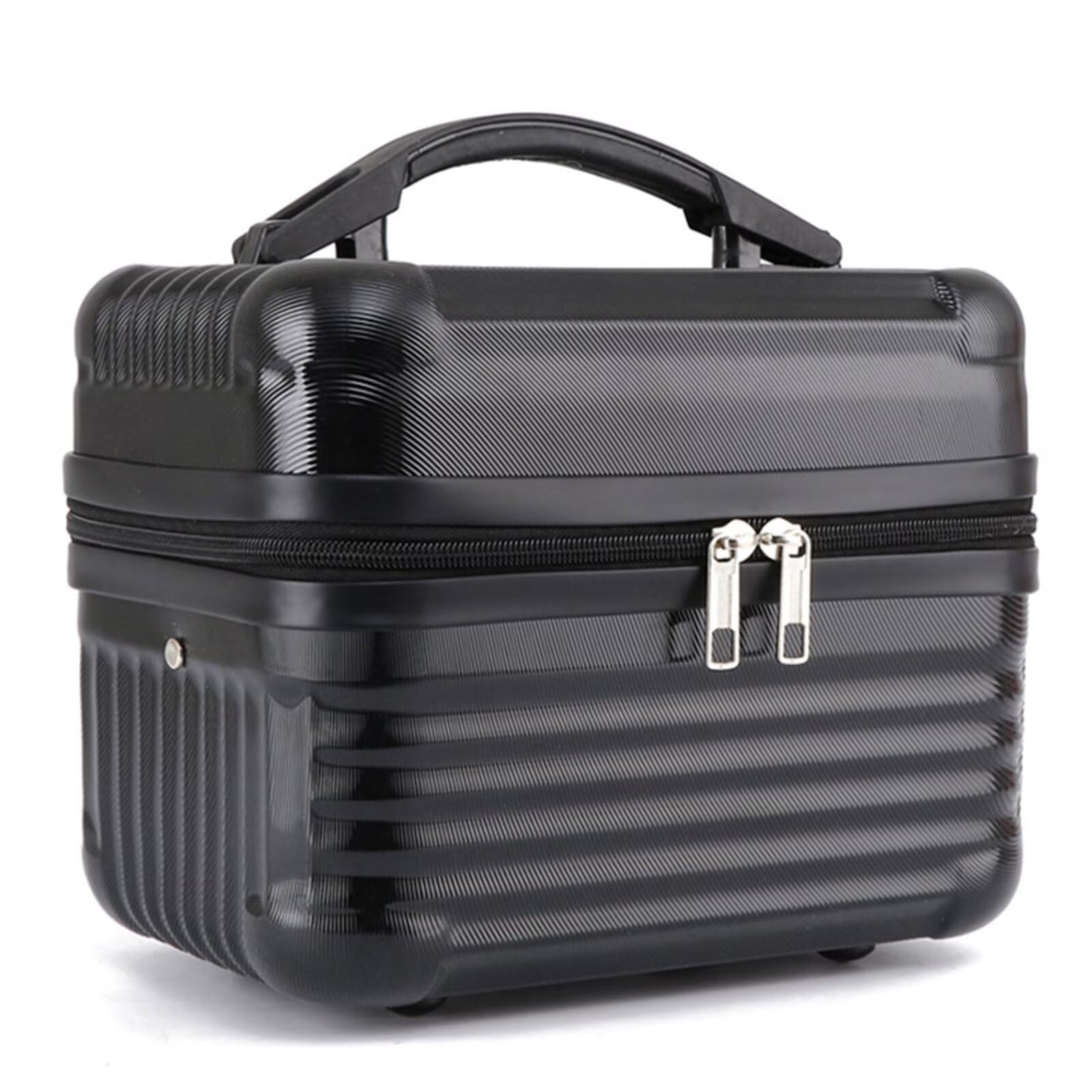Make-up-Tasche, tragbare Kosmetiktasche mit großem Fassungsvermögen, Kosmetik-Aufbewahrungstasche im Eisenbahn-Design, Make-up-Tasche mit Pinsel-Organizer, Reisetasche, Geschenk für Frauen (Schwarz)