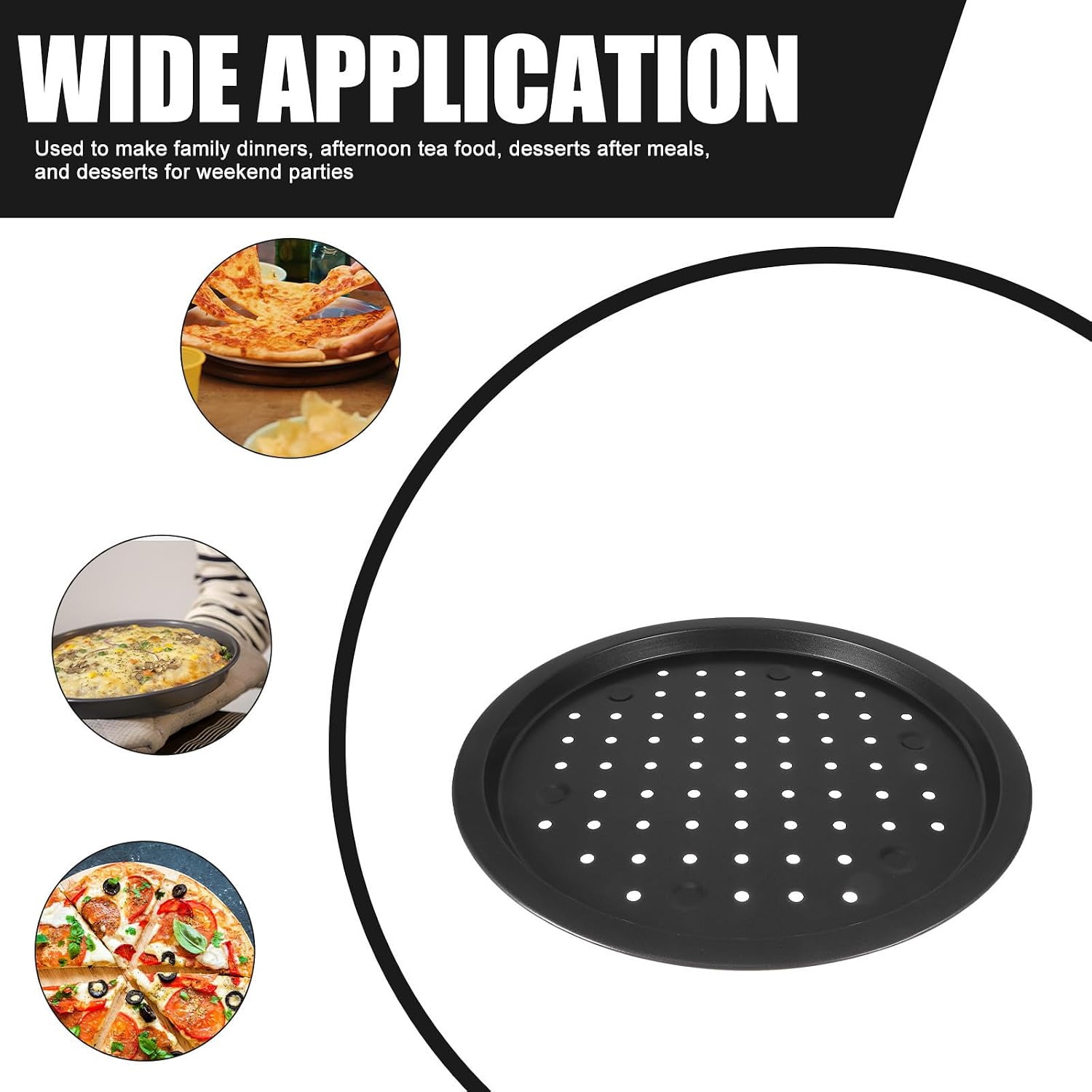 2pcs Non-stick Carbon Steel Pizza Baking Pans round Oven Tray 33cm Heat-resistant Wear-resistant Baking Tray for Kitchen and Afternoon Tea Food