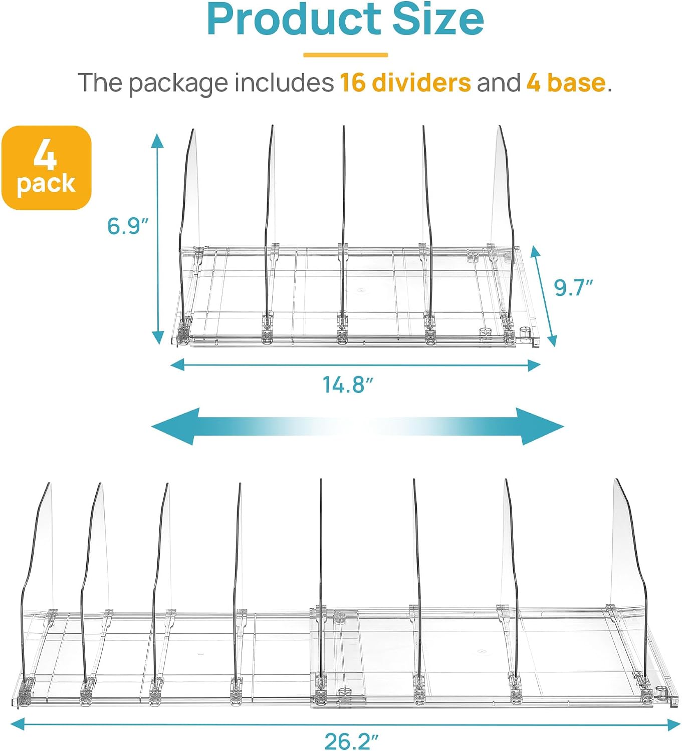 Vtopmart Adjustable Purse Organizer with Expandable Base & Sliding Dividers image 2