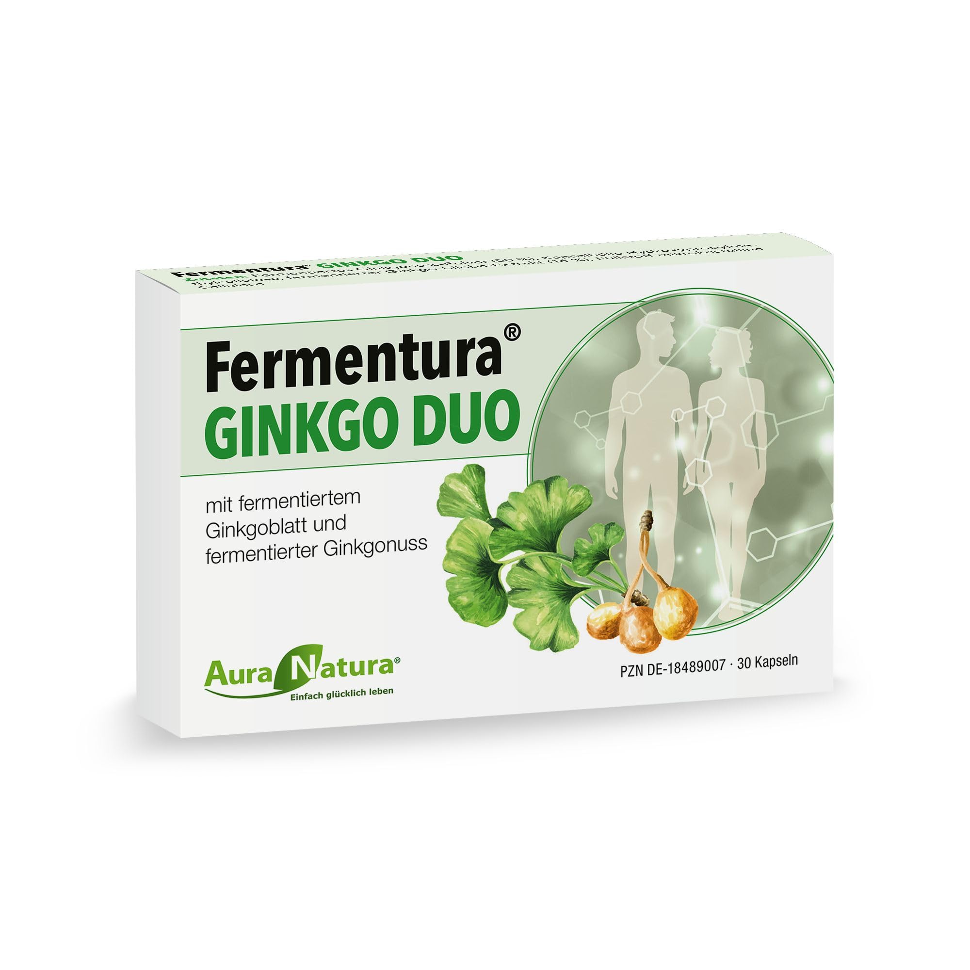Fermentura® Ginkgo Duo Hochdosierte Ginkgo Kapseln für Erhöhung der Konzentrationsfähigkeit | Fermentierter Ginkgoextrak