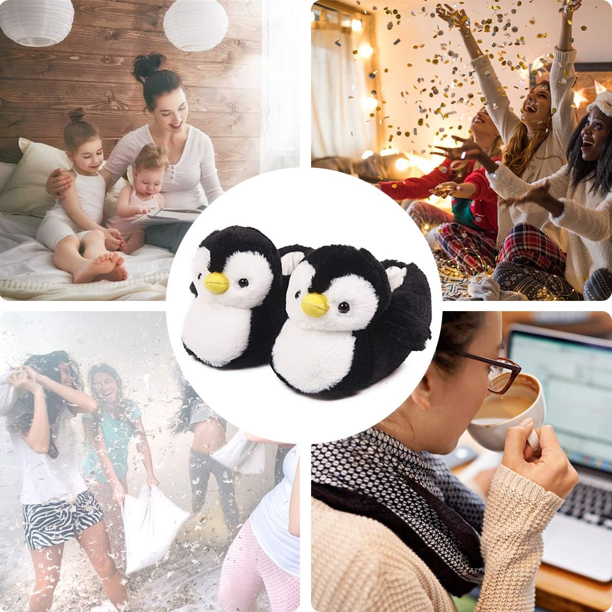 Penguin Cute Women Slippers Funny Animal Slippers Novelty Plush Slippers Fluffy Fuzzy Winter Warm Bedroom House Shoes Cartoon Slippers for Women Men Teen Girls - Image 5