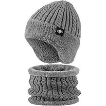 男士女士冬季 Beanie 耳罩领保暖套装,户外保暖热编针织帽袜帽